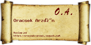 Oracsek Arzén névjegykártya
